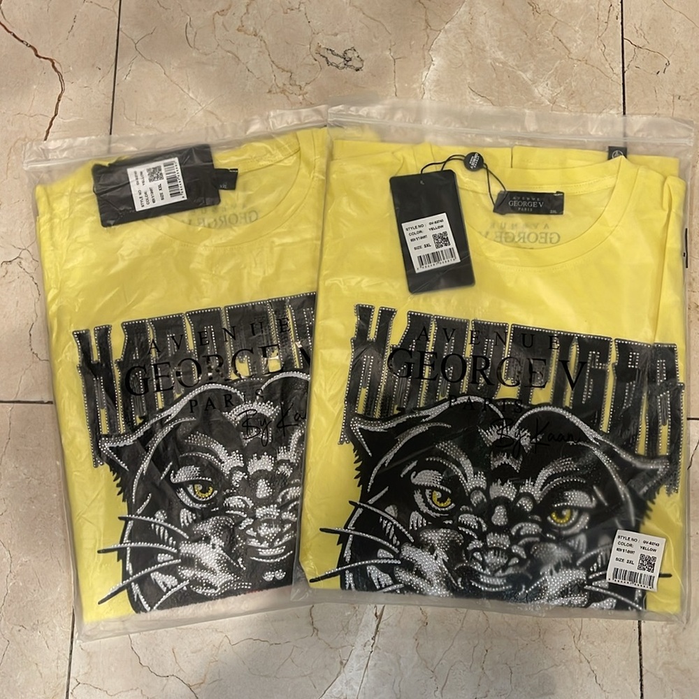 Avenue George V Paris T-Shirt Men's Luxury Shirt Yellow Shirt Black Panther 3XL - Picture 4 of 6